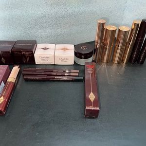 CHARLOTTE TILBURY LARGE LOT (17) PCS EYESHDAOW LIPSTICK MASCARA GLOSS FACE CREAM